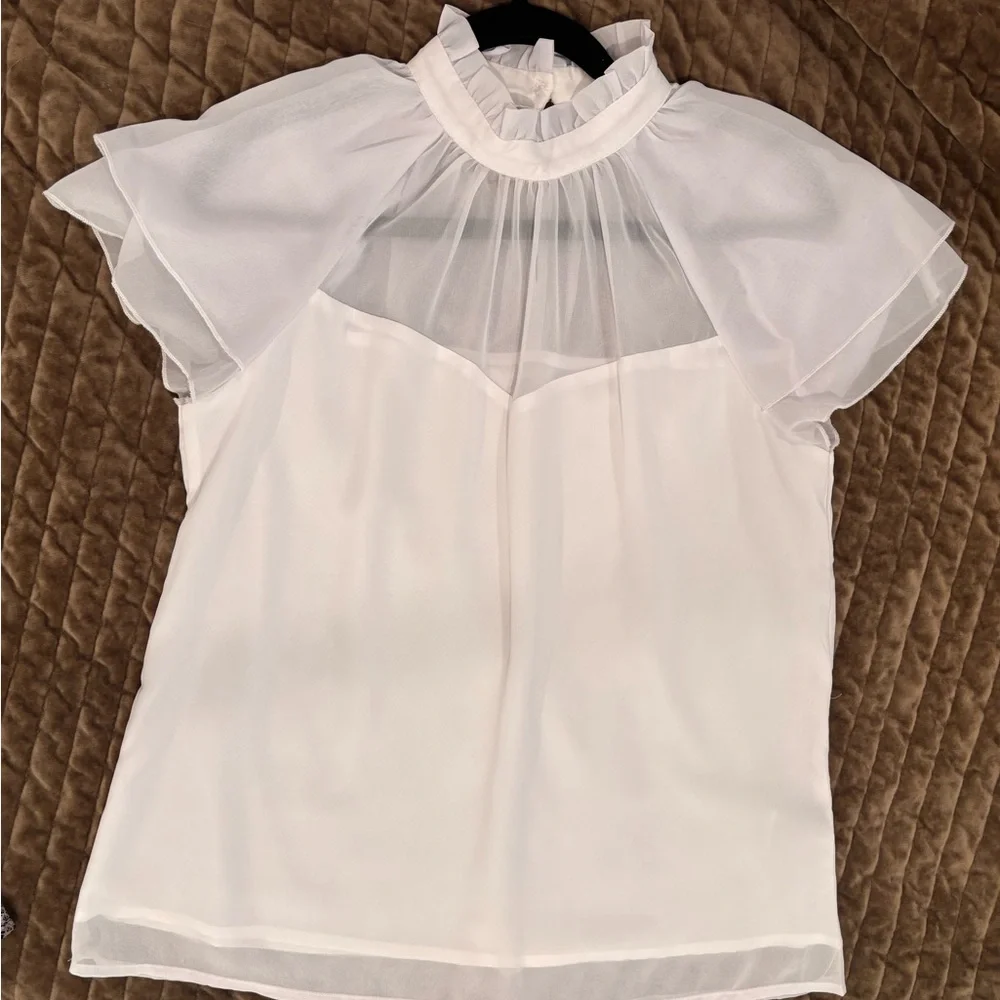 Elegant White Women's Top Size L - Picture 3 of 6